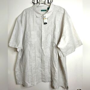 Cubavera (Size 4X) Men's Natural Linen Button Down Front SS Shirt (NEW-NWT)